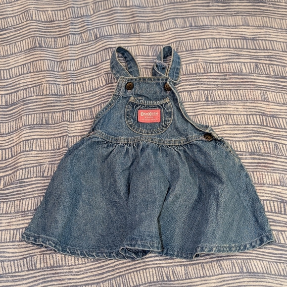 Vintage Osh Kosh B'Gosh Blue Denim Girls Jumper Sz 24 Months Vestbak USA 80s 90s - Picture 1 of 8